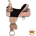 Hstw101bzred1-18 Hilason Western American Leather Treeless Trail Barrel Racing 635562404555