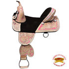 Hstw101pnk1-17 Hilason Western American Leather Treeless Trail Barrel Racing 635562404487