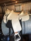 Hsws100-16 Hilason Trick Saddle White Square Skirt Horn Matching Hippodrome Straps