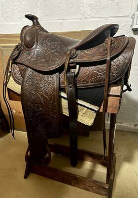 3948 J.c. Higgins Vintage Western Saddle 15 Inch