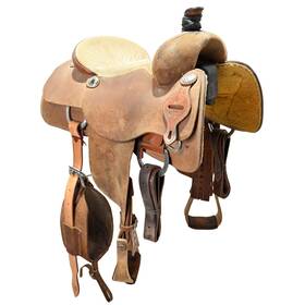 U15jsmithtrfro Jeff Smith Custom Saddles Used 15 Inch Team Roping Saddle Code