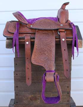 M-royal Saddles 305976294522 10 Inch Purple Pony Mini Horse Saddle Kids Pleasure Leather Western