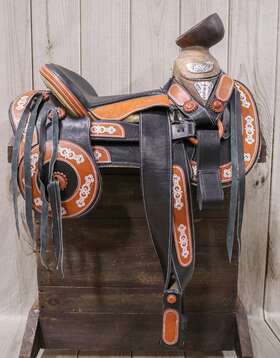 M-royal Saddles 649754009787 15 Inch Montura Negra Charro Horse Saddle Con Cantinas Silla