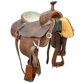 U145martintr1593 Martin Saddlery Used 14.5 Inch Team Roping Saddle Code