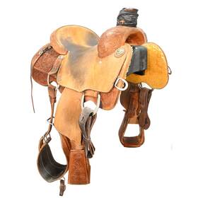 U135martintr21 Martin Used 13.5 Inch Team Roping Saddle Code