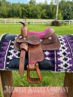 Ced-50475775459631 Midwest Saddle Company Llc. Tiny 7.5 Inch Western With Pink Suede Seat - Toddler Kid S Youth Pony