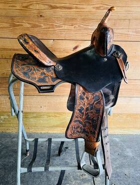 323182 Mike Green Custom Ride 15 Inch Barrel Racing Saddle Matching Headstall/breast Collar