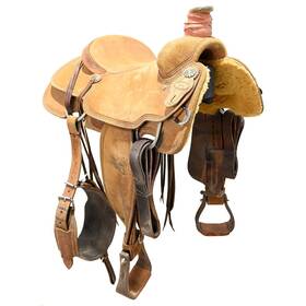 U155mikestrro Mikes Custom Used 15.5 Inch Team Roping Saddle Code