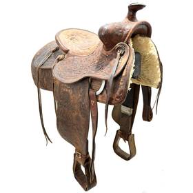 C14textanftfl No Makers Stamp Used 15 Inch Maker Trail Saddle Code