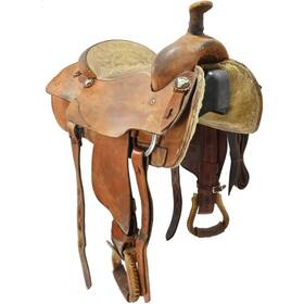 U14nomaketrro No Makers Stamp Used 14 Inch Maker Team Roping Saddle Code