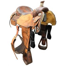 U15nomaketrocr No Makers Stamp Used 15 Inch Maker Calf Roping Saddle Code