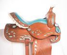 1775 Nu Used Turquoise Blue Inlay Western Leather Barrel Racing Trail