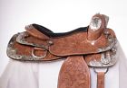 1782 Nu Used Hand Carved Chestnut Leather Show Western Silver Horse