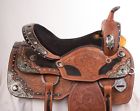 1867 Nu Used Western Leather Black Inlay Silver Studded Show Parade