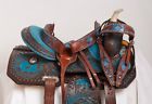 Nu1770 Westridge Saddlery Used Blue Hand Carved Western Pleasure Leather Barrel