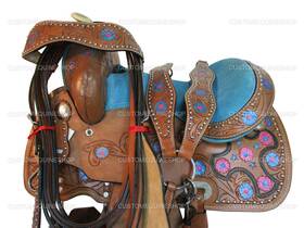 5115slw01qa Orlov Hill Kids Western Saddle Barrel Racing Pleasure Tooled Used Leather Tack Set 10 12 13