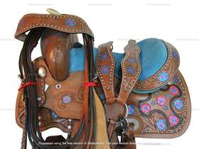 5115ti07as Orlov Hill Western Trail Saddle Kids Child Blue Padded Seat Barrel Racing Tack 10 12 13