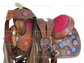 5116slw01qa Orlov Hill Kids Western Saddle Floral Tooled Leather Trail Youth Barrel Used Tack 10 12 13