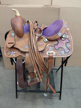 5117ti01qw Orlov Hill Kids Western Saddle Youth Barrel Racing Trail Pleasure Purple Used Tack Set 13