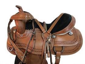 7601ti01la Orlov Hill Western Saddle Barrel Racing Trail Pleasure Tooled Leather Used Tack 15 16 17 18