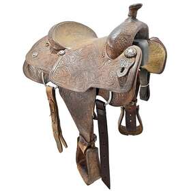 U145ottcr2002 Ott Ranch Used 14.5 Inch Trophy Calf Roping Saddle Code