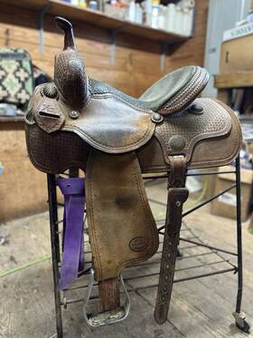 4277135qbf0412 Reinsman Used 13.5 Inch Molly Powell Xtreme Series Barrel Racing Saddle By