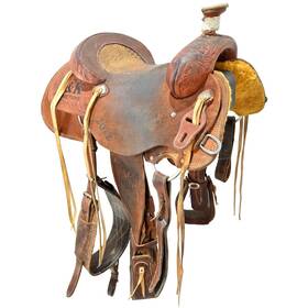 U15rgttrjk22 Rio Grand Tack Used 15 Inch Trophy Team Roping Saddle Code