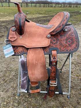 Rk225 Royal King 15 Inch Dublin Tooled Western Barrel Saddle