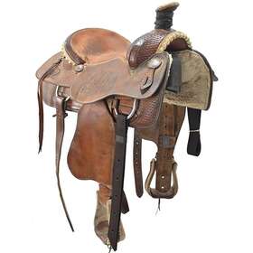 U14runningp92 Running P Used 14 Inch Saddlery Team Roping Saddle Code
