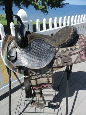 143815 Saddle King 15ftft Fqh Black Aztec Leather And Cordura Western Barrel/trail
