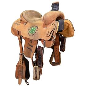 C145ststrsd23 Scott Thomas Used 14.5 Inch Trophy Team Roping Saddle Code