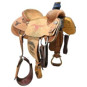 U155ststrmc3 Scott Thomas Custom Saddles Used 15.5 Inch Trophy Team Roping Saddle Code