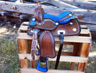 Sdws0671 Custom Blue Leather Western Barrel Trail Pony Horse Youth Child Sdws0671 Custom Blue Leather Western Barrel Trail Pony Horse Youth Child