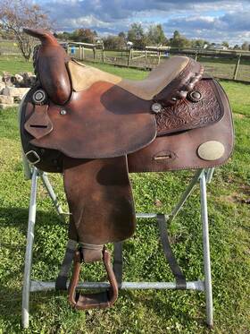 3823 Simco Used / Vintage 15 Inch Western Saddle With Silver Us Made