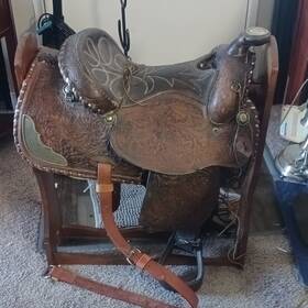 5582 Simco Brown Leather Pleasure/trail Saddle Traditional Design 15 Inch