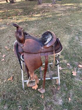 7400 Simco 14 Inch Tooled Leather Saddle Fqhb