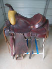 Sns16redrop Unbranded Brown Roping Saddle With Leather Seat And Rawhide Pommel