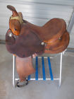 Snsbrnbar14 Simco Older Brown Barrel Saddle With Rough Out Jockey And
