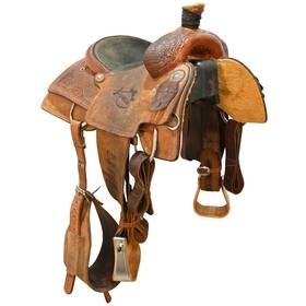 U135ststrocrnw South Texas Tack Used 13.5 Inch Scott Thomas Trophy Calf Roping Saddle Code
