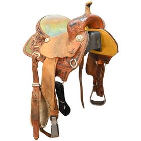 U135steinbr12 Steinhoff Saddles Used 13.5 Inch Barrel Racing Saddle Code