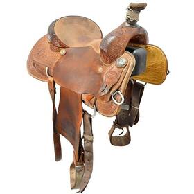 U14teskeyctr12 Teskeys Used 14 Inch Team Roping Saddle Code