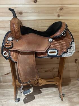 08-8927na6 Tex Tan 16 Inch Talmadge Green Diamond Barrel Racing Saddle Model