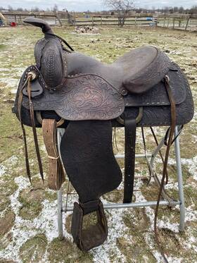 1063-62369 Tex Tan Used/vintage 15.5 Inch Textan Western Roping Saddle