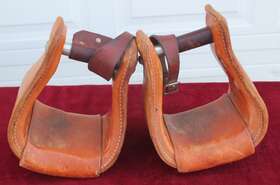 2225 Tex Tan Western Saddle Stirrup Leather Covered Oversized Extra Wide Tex-tan