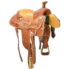 U145threefcr08 Three Forks Saddles Used 14.5 Inch Trophy Calf Roping Saddle Code