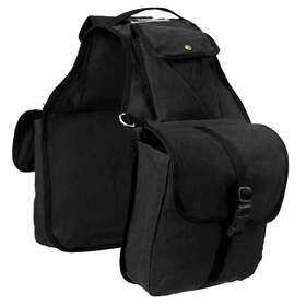 61-9267 Tough-1 Black Canvas Saddle/trail Bag Horse Tack