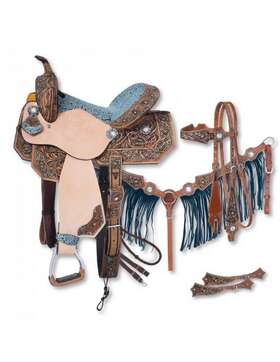 9sr785 Tough 1 Western Saddle 5 Piece Tooling 15 Inch Brown