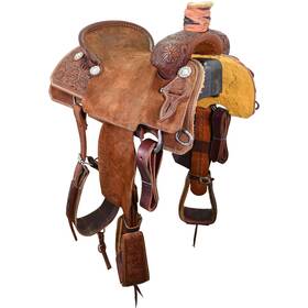 U16twardtr14fl Trent Ward Used 15.75 Inch Team Roping Saddle Code