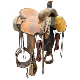 U15triplerrrro Triple R Tack Used 15 Inch Ranch Roping Saddle Code