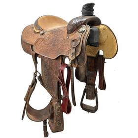U155ttacktrftbul Trophy Tack Used 15.5 Inch Team Roping Saddle Code